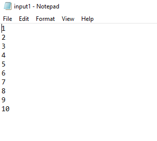 input1 - Notepad File Edit Format View Help
