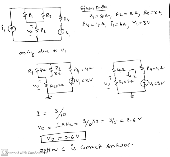 Given Data - Ri=84, 122=22, R3=82 gru Ru=42, 126A, =31 only due to v Ser & R3 {Ry=42 442 FI TL or 3 R4 =42 vo Razs y=3V o 3