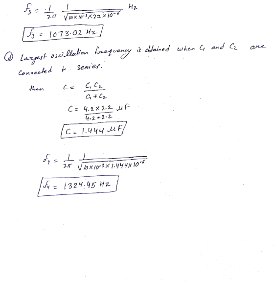 Нe 27 Viox o322 x 10 l073.02 Hz osilakion fouegveny i cbtained when and C2 Largest Connected in are Seuer then マフォウ CE4.2 x2.