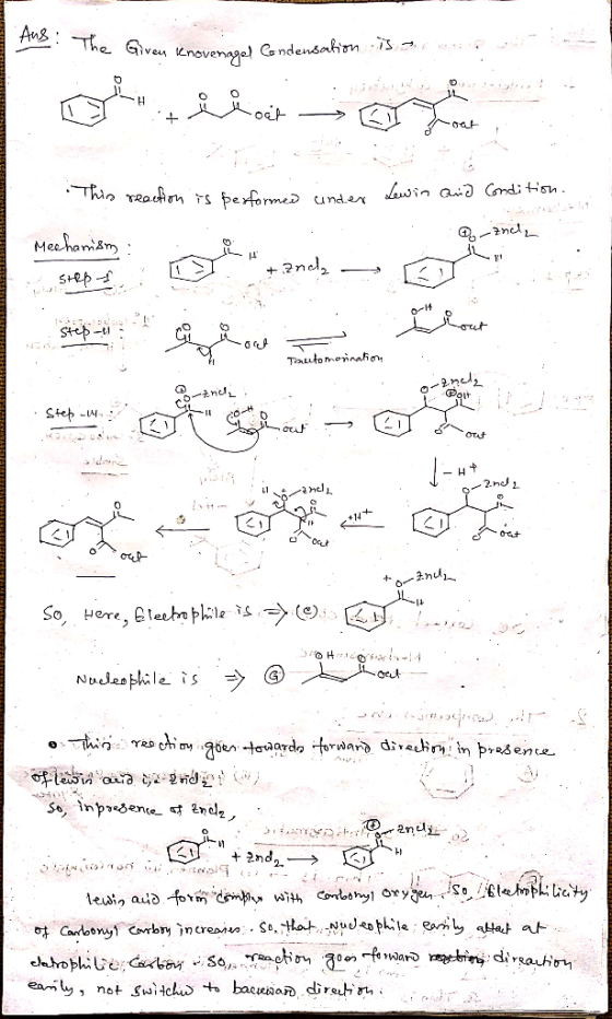 Aus! The Given knoveraged Candensation is This reaction is bexformed under Lewin and Condition. @ nele Mechanism : 9 + andy-