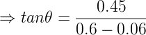 \large \Rightarrow tan \theta =\frac{0.45}{0.6 - 0.06}