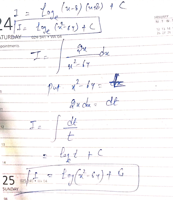 Ia Log (2-8) (248) + c 24 I Loge (=84) + c URDAYÜ24-34TWK 2 - 1 pointments I . Quduz de f de I t lagt c Log(64) + 6 25 feat S