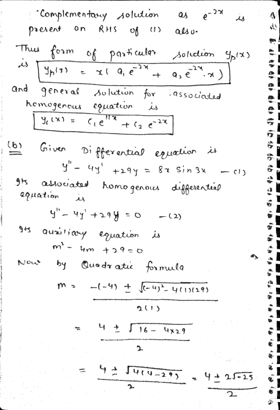 .. 2x A * Complementary solution present RHS on of a also. This form of particular solection Spixs is 23 24 Iply) xl a e . a,