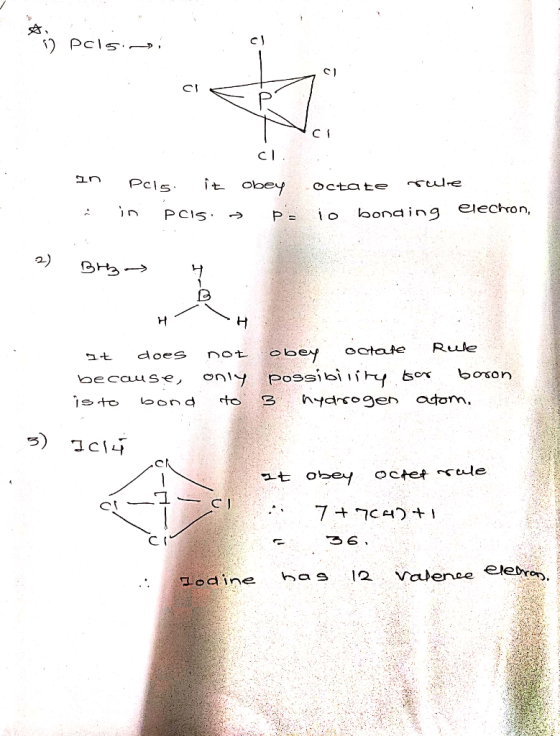 i prisingi in • Pols. it Obey Octate rule in pois. → pa io bonding elechon, 2) Brz- 4 B H H It does not obey octate Rule beca