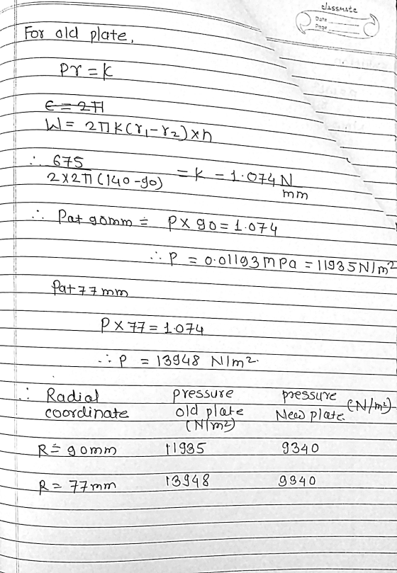 classmate Data For old plate, PYEK Ez # W= 277 K (11-12)xn 675 2X2TI (140-90) ak-1.034 N mm :. Pat gömm 3 Px go=1.074 P -0.01