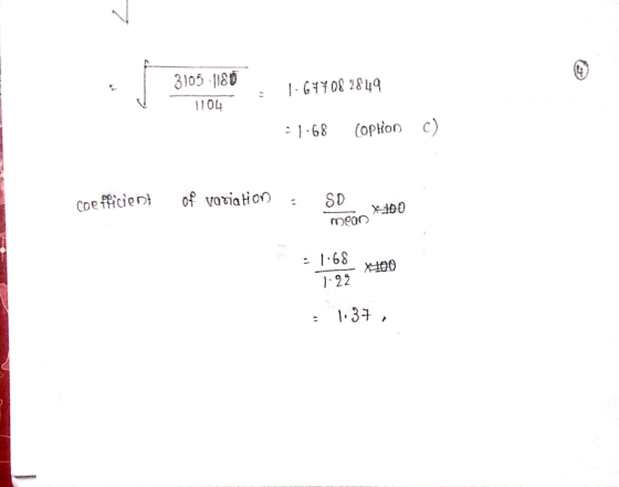 3105-1180 1104 : 1.67708 2849 -1.68 cophon C) coefficient of variation - SO x 400 mooo 400 = 1.68 xHOD 1:22 : 1:37