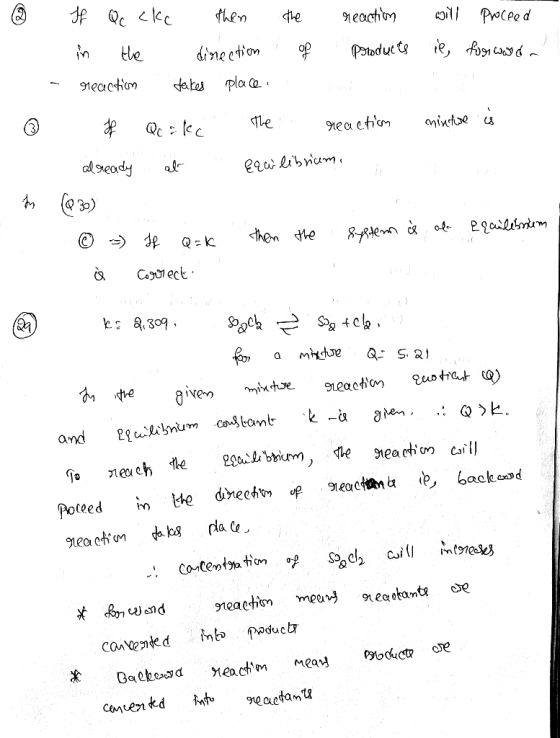the of reaction products will it proceed forward * If Qc clc then in the direction - reaction Jakes place 0 f Qc o kc The - r