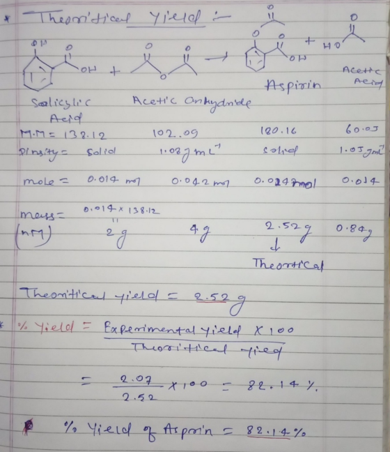 * Theoritical yield i į oot HO Acetic Aspirin Acid Salicylic Acid M.M= 138.12 - Pinsity - solid - Acetic anhydride 102.09 1:0