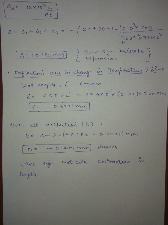 = 12 x 103 L АЄ A = 0, + A2 + g = + ( 22 +30 +12 ) x 10 x 200 II x 35²x73-1x103 10 = +0.182 mm) 2 (tive sign indicate ? 2 exp