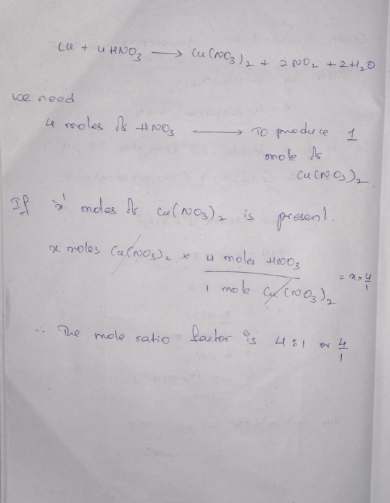 (le + uHNO - Cee (NO₃)₂ + 200₂ + 2H₂O we need 4 moles of HNO. – To prodiece 1 onole of Cecno), If sondes of cel (NO3)₂ is pre
