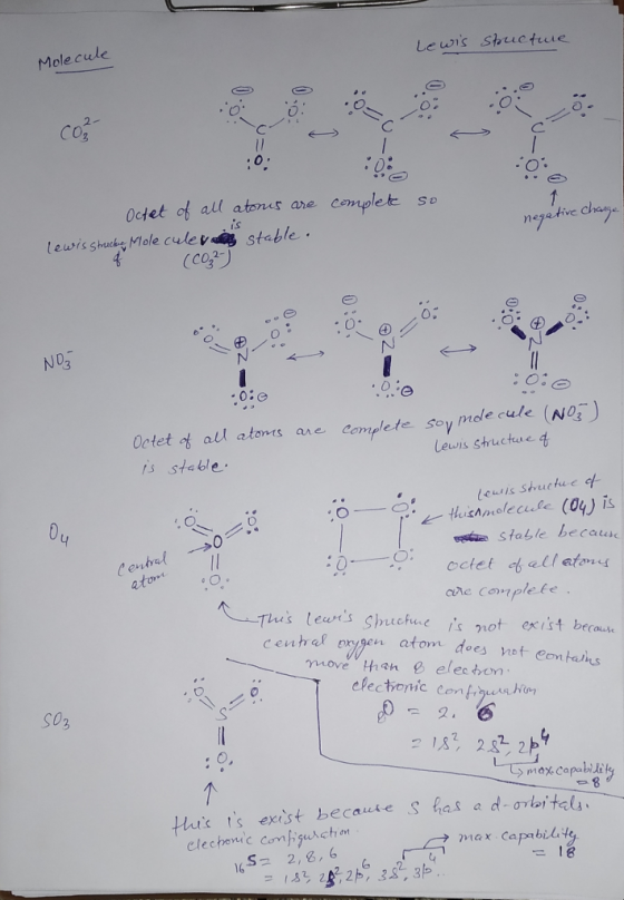 Lewis structure Molecule co complete so negative change Octet of all atones are lewis strucke Moleculevan stable. 1 (CO²) NO