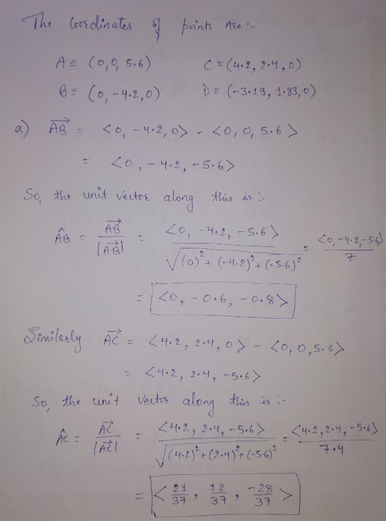 (0,-9.2,0 (-3.13,1.33, So tihe unit vetoe along tlis 41.2, 2, 5.6 hok 21 12