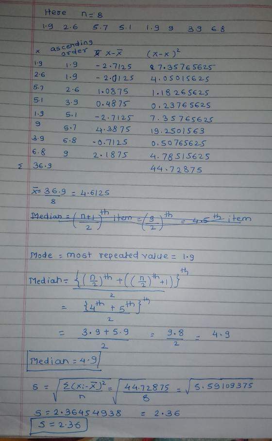 Here 1.9 2.6 n=8 5.7 5.1 1.9 g 3.9 6.8 ascending 5.1 X asorder 1.9 1.9 2.6 1.9 15.7 2.6 -3.9 5.1 9 9.7 3.9 6.8 6.8 7 36.9 x-