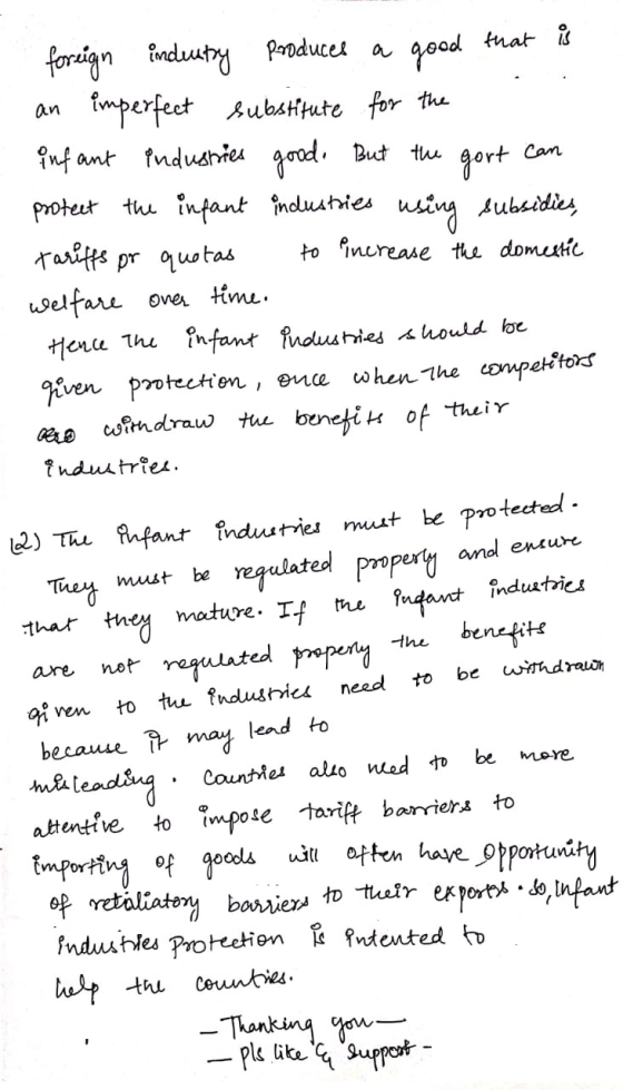 foreign industry produces a good that is an imperfect substitute for the infant industries good. But the port can protect the