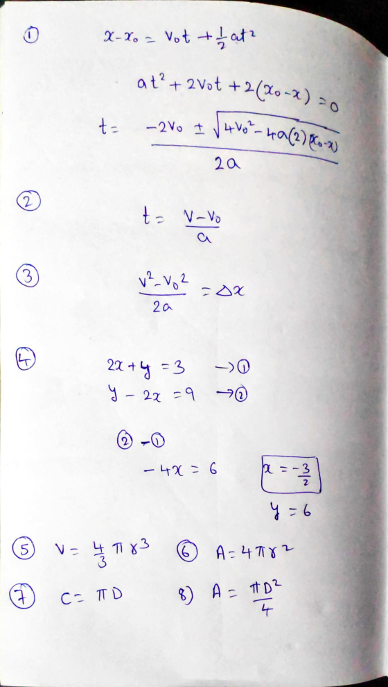 X-Xo = Vot that? at² + 2 vott -2(X0-x) -200 I √ 4V - 4a (2) Co-2) ta 2a 2 ta V-VO a 3 ² Vo2 02 2 a G ->0 2x + y = 3 y-2x=9 -