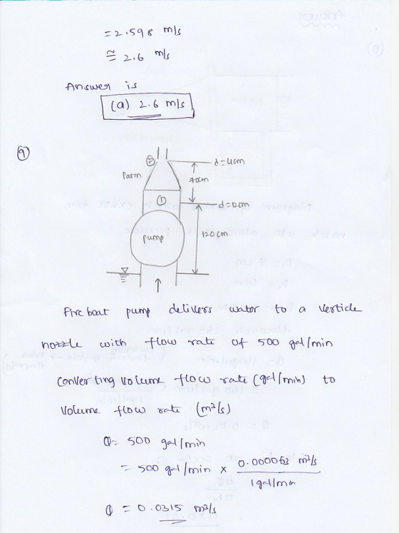 Answe의 1」 a) .6 m atm 20 Cm pump Phc baat pump