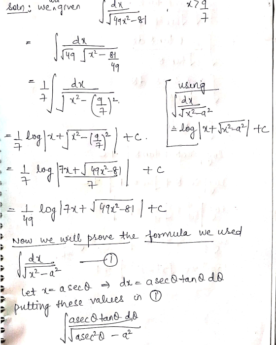 Solni wen wengiven 279 See more 49x²-81 NI da uq [x² 4 49 du tt 2 X2 using da J J x292 7 1 2 tc ( H log|27|22-(*)) te. = log