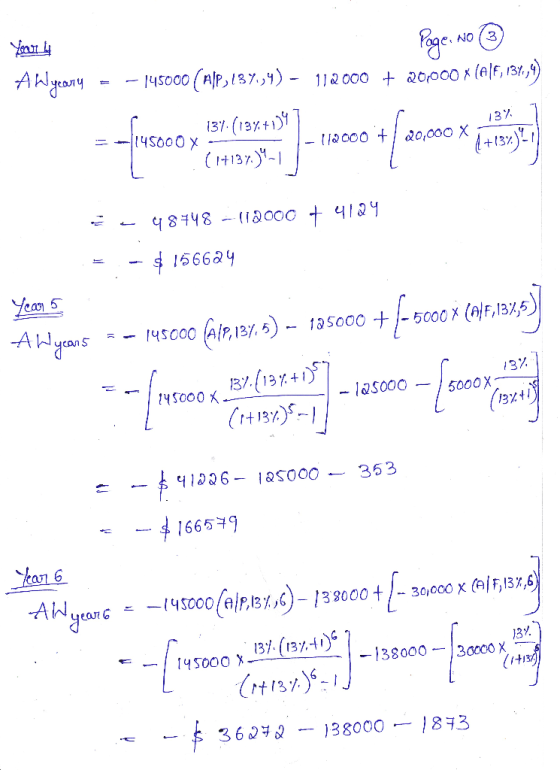 Your A Wycarry - O Page, No ③ - 145000 (A|P,137.,4) - 112000 + 20,000x (elf,134,9 E = 48748 - 112000 + 4124 - $ 156624 Year 5