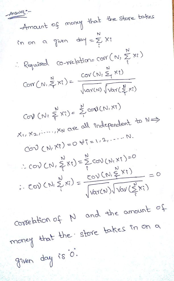 Amount o mone thot the Store tokes in on a given day Σχ↑ car Xu are all ?ndependent to Ⅳ a .colCr.wm):シesUN.xt)-O Coysebtion