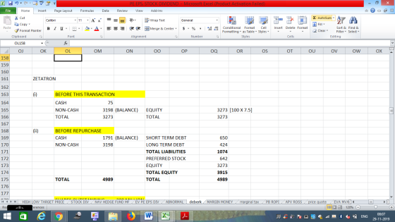 PE EPS, STOCK DIVIDEND - Microsoft Excel (Product Activation Failed) View Add-Ins Review - 2x = = V General Wrap Text Merge M
