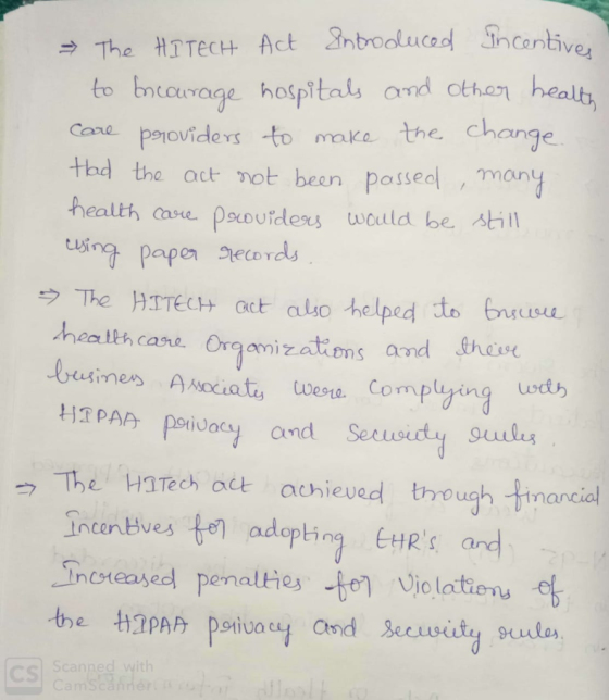 → The HITECH Act Sntrodeuced Sncentive, to bnecurage haspitals and other healts Care poroviders to make the change tad the ac
