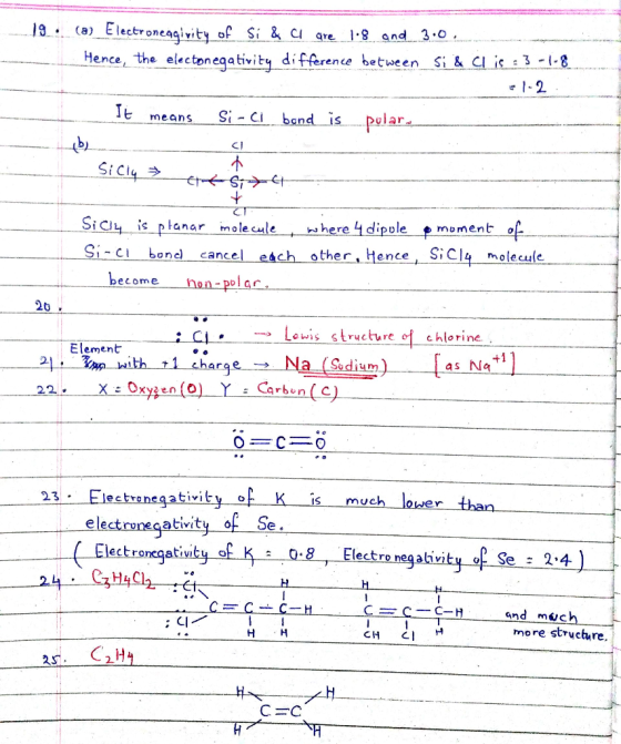 - g. (a) Electro i & a are 1.8 and 3.0 Hence, the electonegativity difference between Si & Clis : 3 - 1-8 - 1-2 It means. Si-