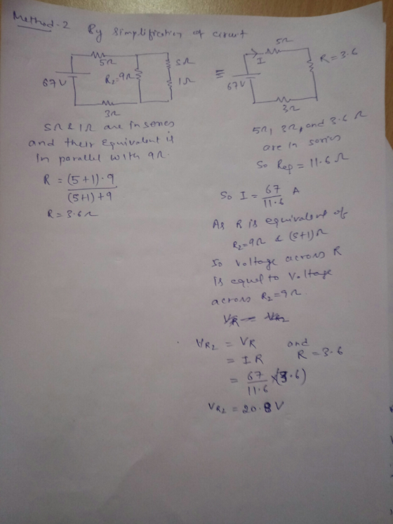 Method - 2 Method - 2 By simplifrohen ifreaticy of cerut & R=3.6 67UT R₂ =90 din 67V 32 3 snel are in senes and their equival