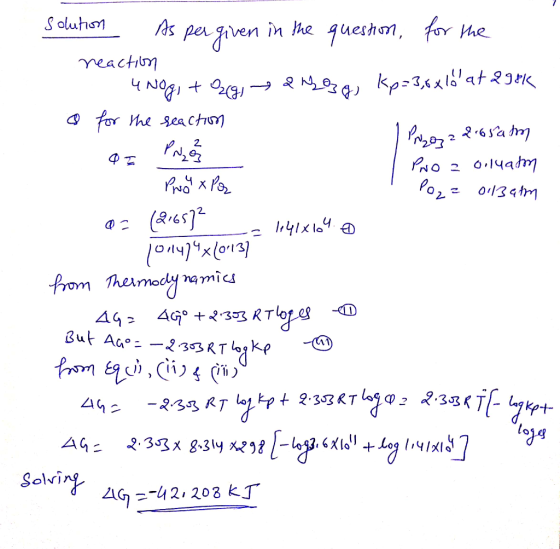 solution As per given in the question, for the reaction ч No4) + (9) — & өз у К-3,4 х 14q+ 3 3/ @ for the seaction Przez a 2