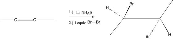 1) Li, NH (1)
—
-CEC
==--
2.) 1 equiv. Br-Br
Br
н