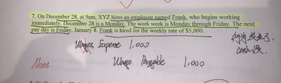 7. On December 28, at 9am, XYZ hires an emplovee named Frank, who begins working immediately. December 28 is a Monday. The wo