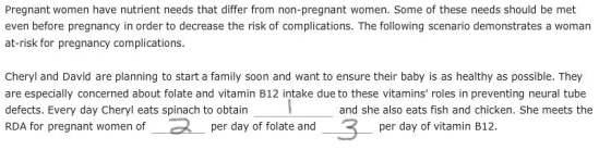 Pregnant women have nutrient needs that differ from non-pregnant women. Some of these needs should be met even before pregnan