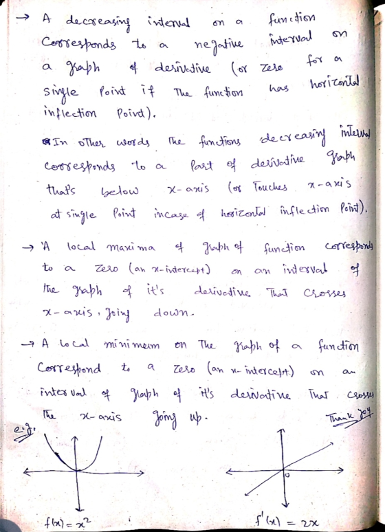 on function interval for a horizontal ₃ A decreasing internal Corresponds to negative а graph of derivative (or Tero single P