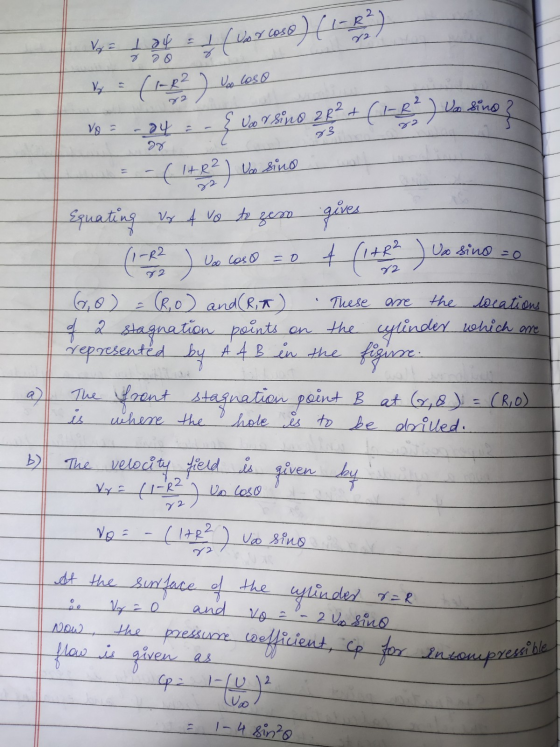 Voy = 124 = I (vs r cose) (1-2²) 7 20 20 Vo = -24 =-{ voor sine 28² + (1-2) a sing? 3-614.02 ) Van sing Equating Vox of vo to