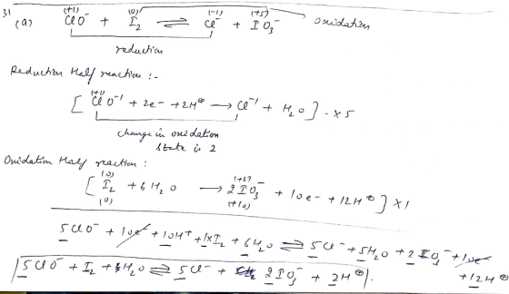 (tI) Clo t (-リ Ondodahtn 31 ce reducha Reduchon Haly reachau! (ナリ Co 2e- +24° L change oni dation tcte 2 Ondolatiu Hay racti