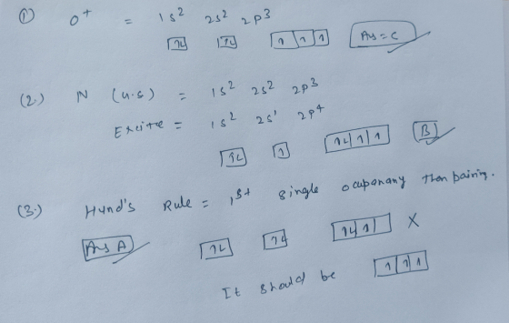 0 ot = 15² 252 2p3 (2) N (n.s) = Excite = 152 252 203 ist 25 28t (3) Hunds SA Rule=,bt single ocupan any then paining. 14 1