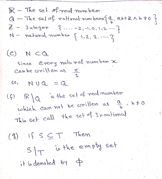 - The set of real numbers Q- The set of national numberssa, a bez Z - Integer Ş.... -2;-!,0,1,2 ---- N natural number { 1, 2,