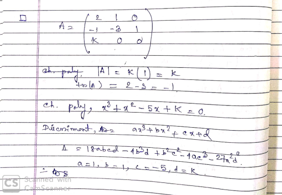 2 lat k -3 1 od Gho paly, ALE KID = k con lA ) = 2-33-). to go +82-5x + Keo Dus criment, for ax3 + bx2 + axed 1 2 18 abedabad