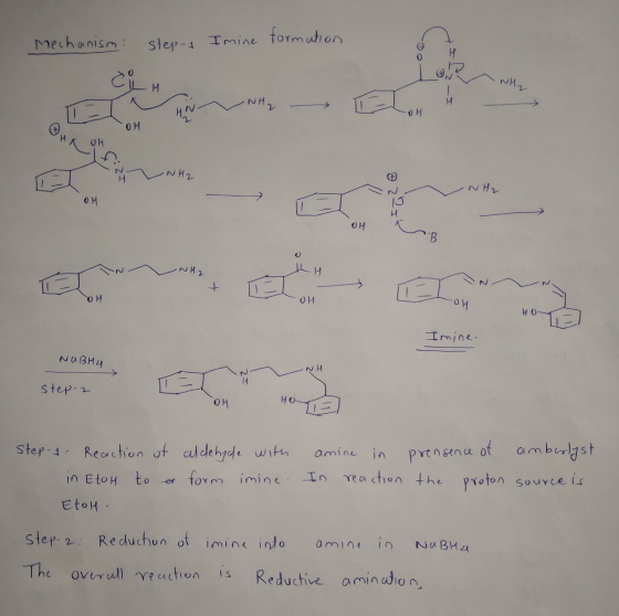 Mechanism: step-y I mine formation NH OH AT OH NH2 -NH2 NH2 th H OH OH HO - Imine. NABH4 -NH step-2 OH Step-1. Reaction of in