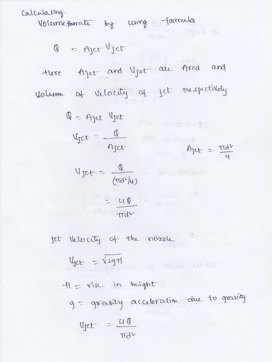 et and Uet a frca and a jct su cpecti Ojck jet elo cit of th nozzhe rise- ir heigh t- g- 9:rat vity acceloration dlue to 9am