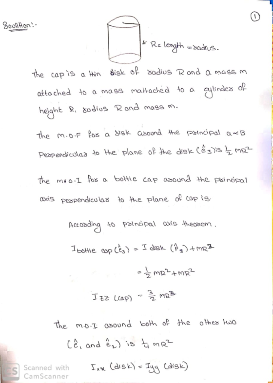 Soulition- isk o sodius R ond a mass m ulindex op e capis ahin op attoched o a maes matoched o height R, sodius Rand mass m s