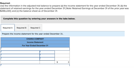 Required: Use the information in the adjusted trial balance to prepare (a) the income statement for the year ended December 3