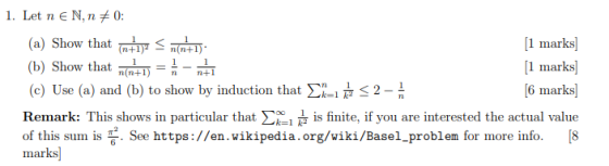 1. Let n E N, n # 0: (a) Show that n+1)* < m(n+1}* marks 1 marks 6 marks (b) Show that n+1) 1 n1 n (c) Use (a) and (b) to sho