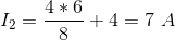 I_{2}=\frac{4*6}{8}+4=7\ A