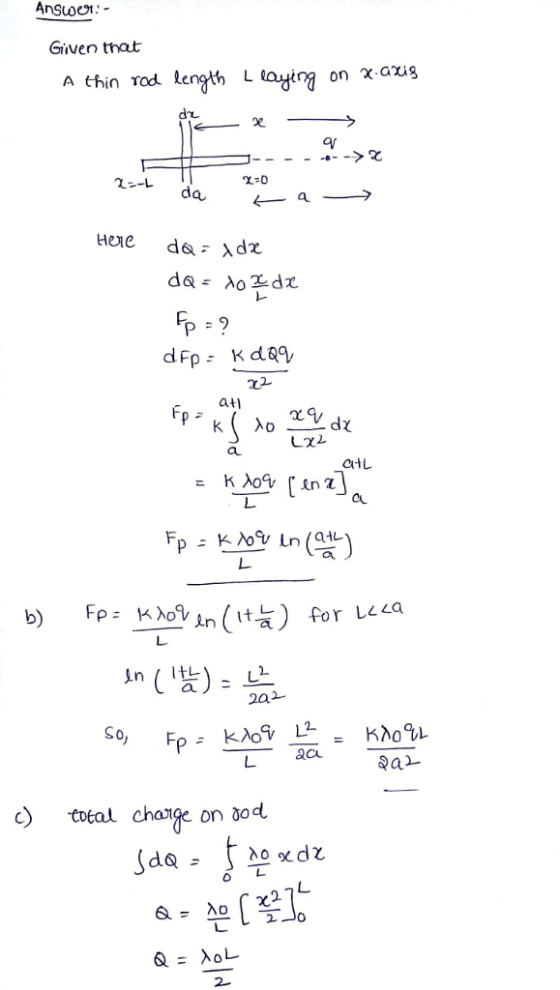 Given that A thin Tod length Laging on xaus ati au total chalge on ơod Jda