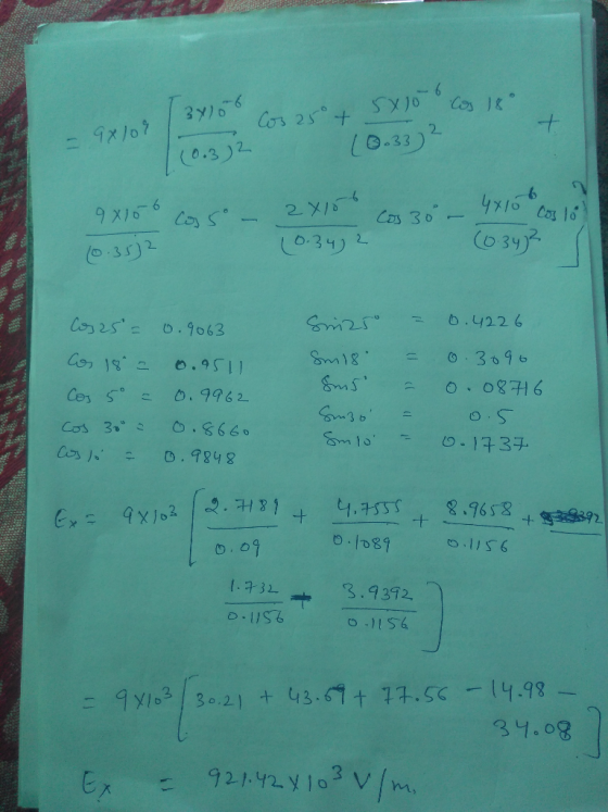 Cos 18° 18 (3710 (0. 32 = 98109 oreret 5x10 (0.33)2 + Cos 30 - 4x10 cos lol 98150 Cosso - 2x10 10.34) 2 (0.34² (0.3532 Cosas=