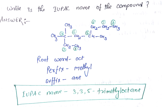 rile es te luPAC name of the compound ? CH 3 3 Root rdoct fUPA c name _ 3,3,S-わ1methylect a ne