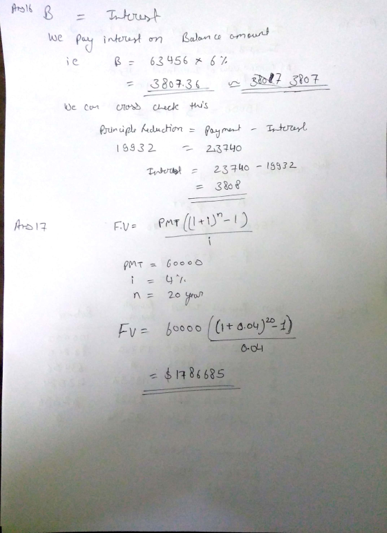 Anold B = Interest we pay interest on Balance amount ie ß= 63456 x 6% = 3807.36 in 38087 3807 We can cross Check this Princip