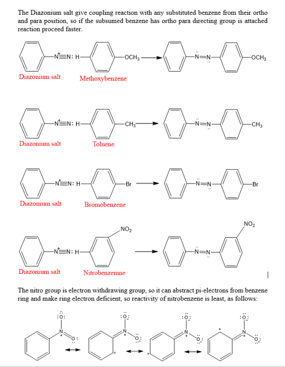 The Diazonium salt give coupling reaction with any substituted benzene from their ortho and para position, so if the subsumed