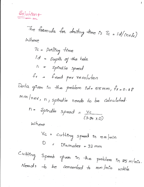 Solutron hlhere -the hale h Spndle Spaed f, feed Pev re Voltion Yev, nj spfndle needs to be Caleulotod N> Spinde speed Ye (3-