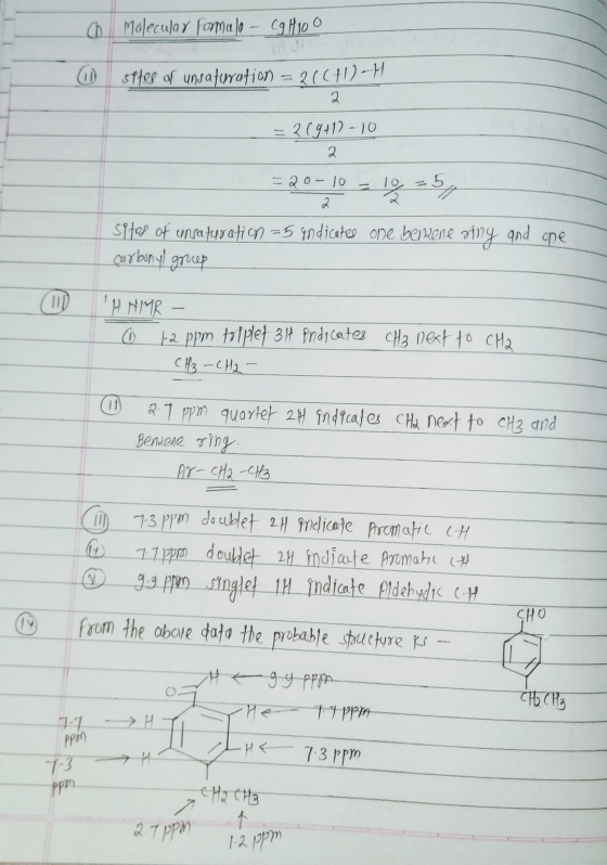 a molecular formula - Ca H100 6 sftes of unsaturation = 2(641)H =209117-10 2. = 20-10 = 1% = 54 and one sites of unsaturation